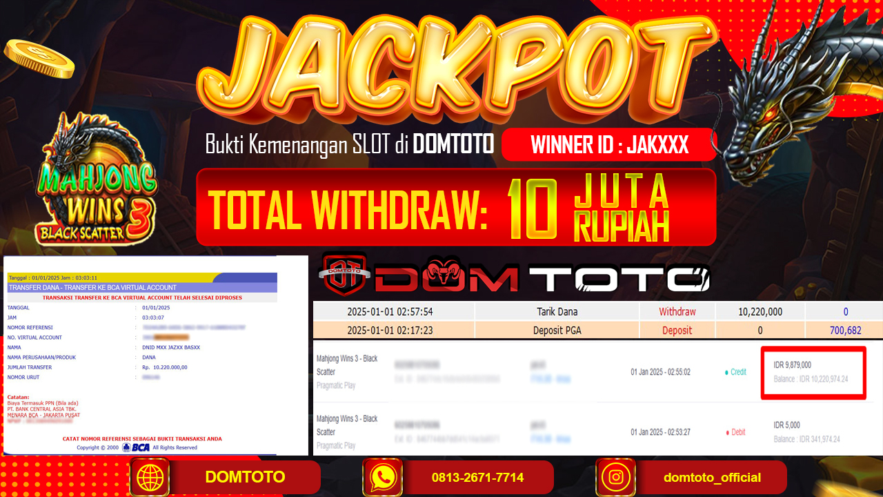 JACKPOT SLOT MAHJONG WINS 3 01 JANUARI 2025